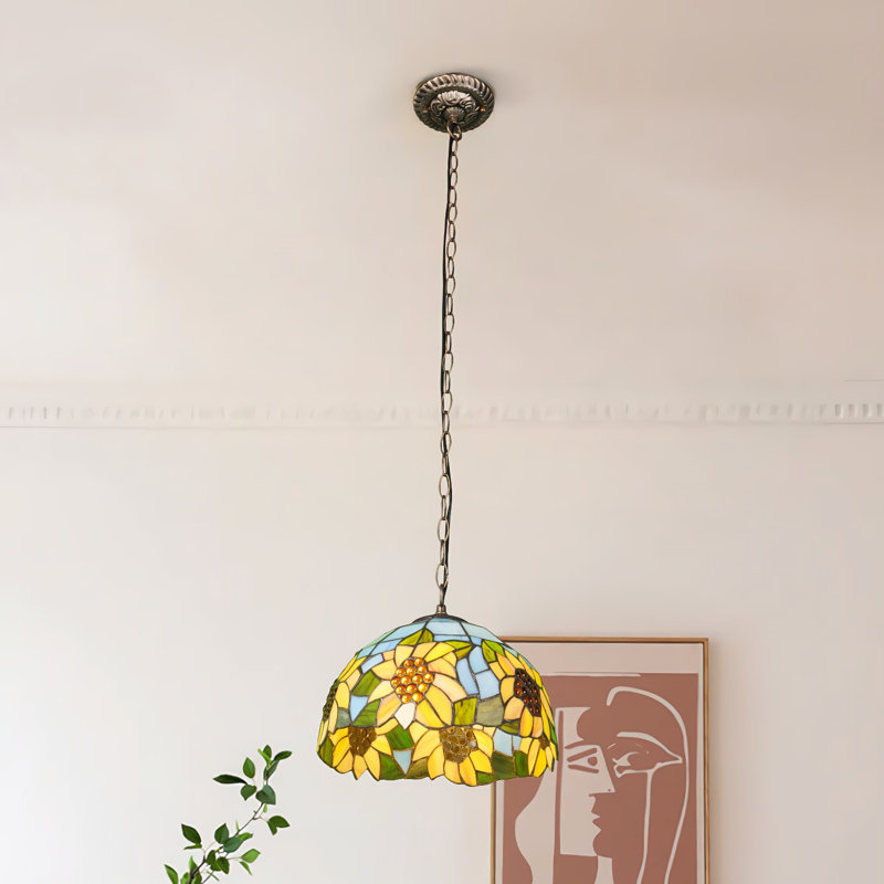 Tiffany Style Sunflower Pendant Lamp, Wall-mounted Control