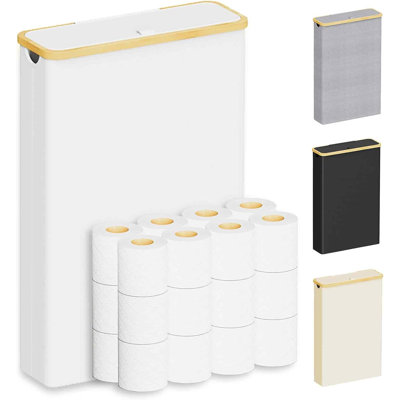 Extra-Large Toilet Paper Storage with Lid – Holds Up to 24 Regular or 18 Mega Rolls, Slim Toilet Paper Basket Holder, Bathroom Accessories Organizer