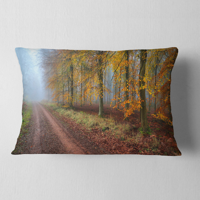 Raising Sun in Fall Forest Panorama - Coussin décoratif imprimé forêt