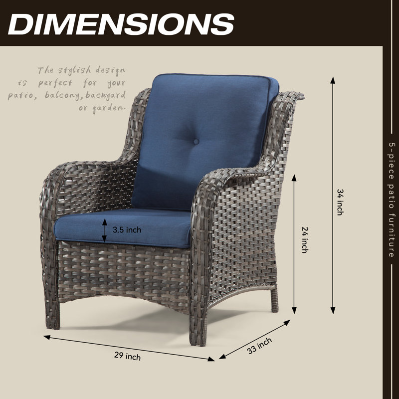 Anahit Wicker Outdoor Lounge Chair, Blue