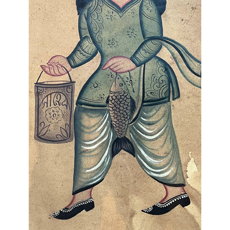 Pêcheur Kalighat | Couleurs de pierre sur toile faite à la main