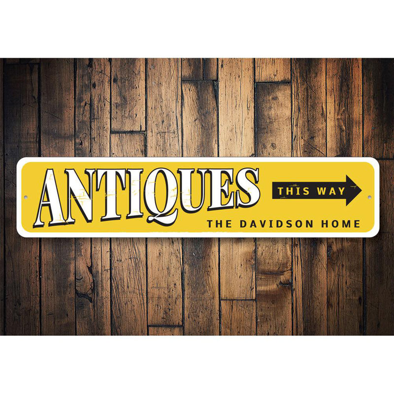 Plaque en aluminium Antiques This Way, H 4 po x l 18 po x P 0,04 po