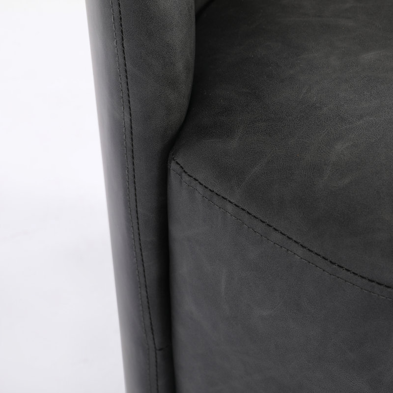 Chaise d'appoint rembourrée en similicuir noir moderne, Noir