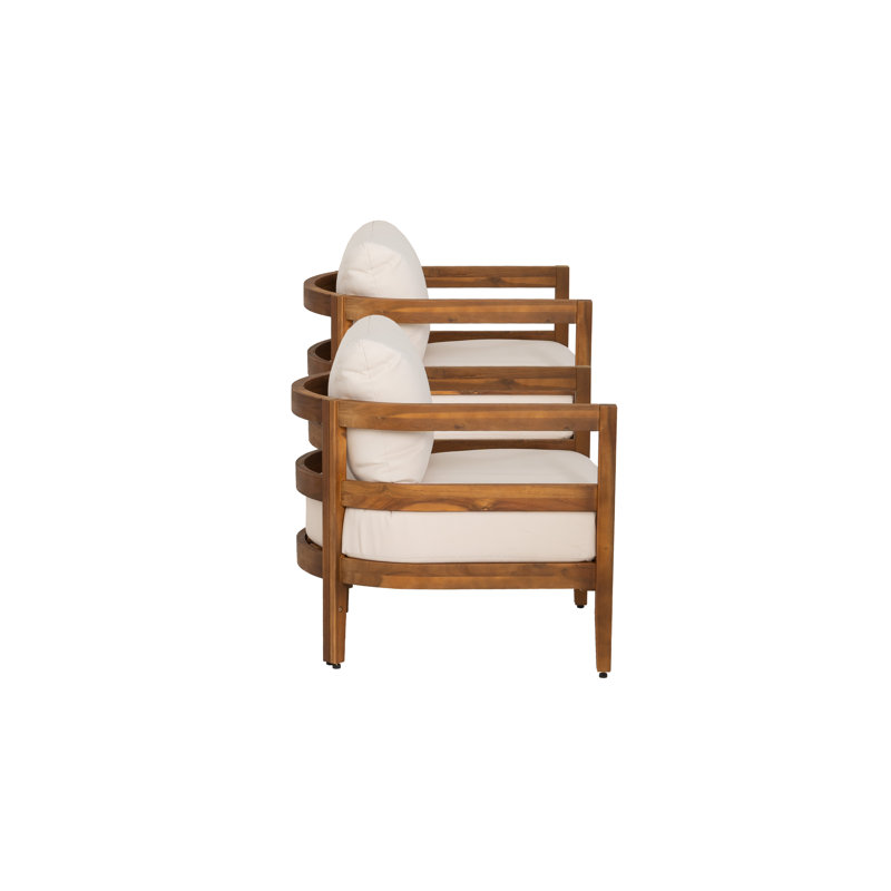 Fauteuils club d'extérieur avec coussins Calsey Acacia