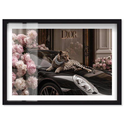 Leopard Surrounded with Luxury Shadowbox Print Fashion Wall Art by Notoriart, Black Frame, 54 x 36