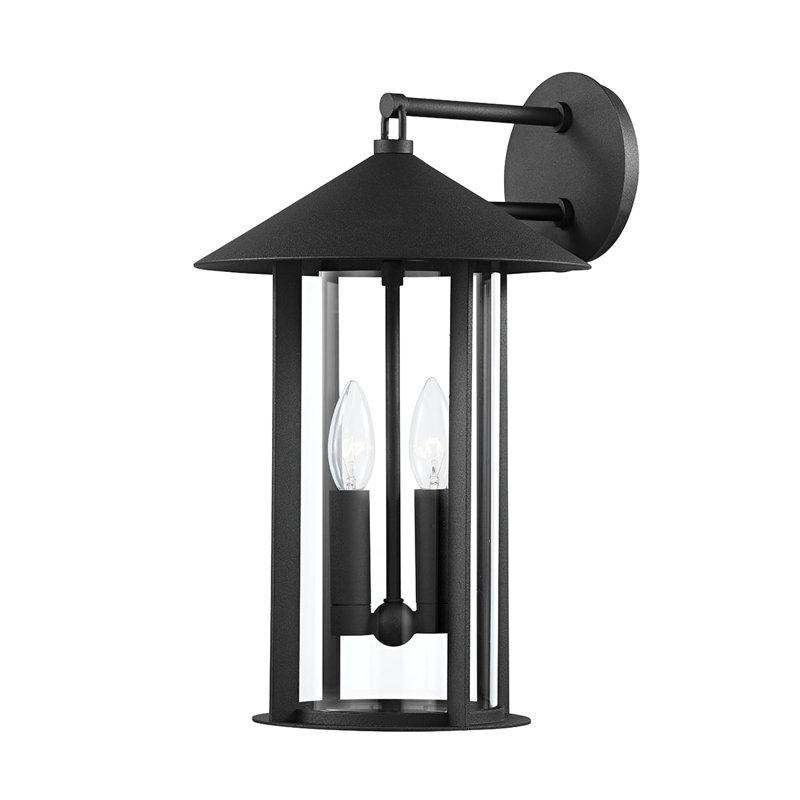 Applique murale d'extérieur 2 lumières Long Beach - Noir texturé, H 17 po x l 10 po x P 11 po