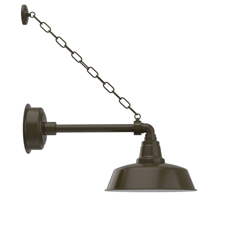 Luminaire de grange d'extérieur à DEL Vandervliet, H 10 po x l 12 po x P 23 po, Bronze acajou