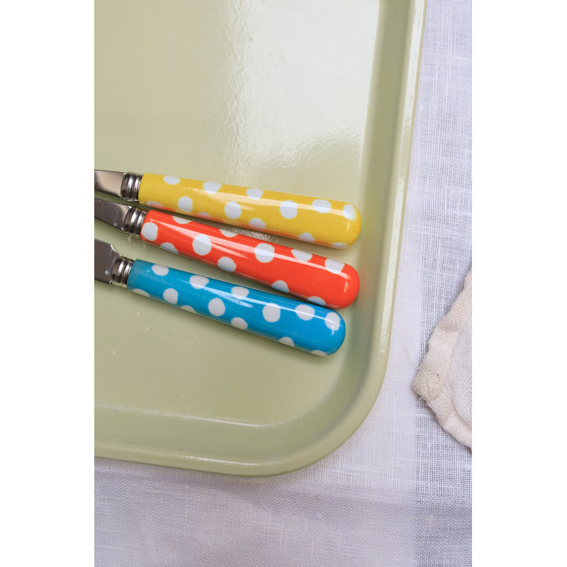 Sabre Paris - 24 Pieces Cutlery Set White Dots, Yellow