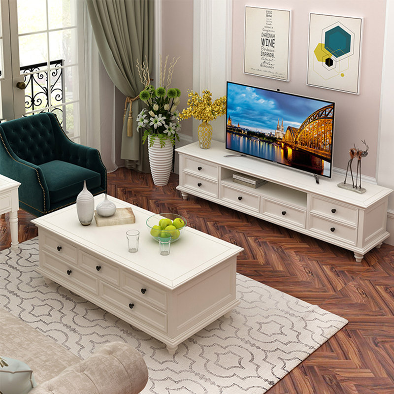 Solid wood TV stand coffee table solid