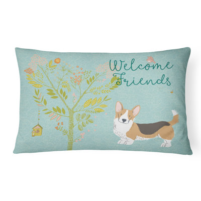  Coussin décoratif intérieur / extérieur Pembroke Welsh Corgi Welcome Friends
