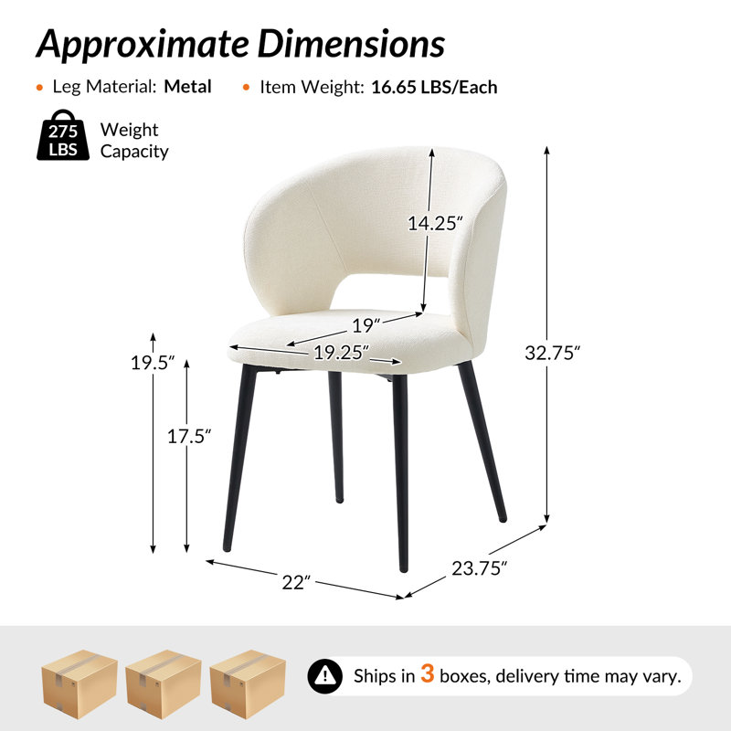 Chaise de salle à manger ergonomique moderne avec pieds en métal Angel, 6, Beige