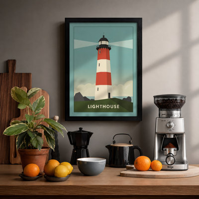 Iconic Lighthouse Retro - Framed Print
