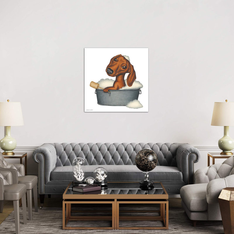 Dachshund Bath - Print on Canvas, No Frame, 93.98 cm H x 93.98 cm W x 3.175 cm D