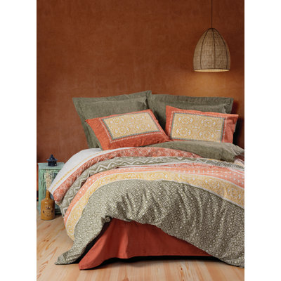 Ensemble de housse de couette 100% coton rouge / jaune / vert