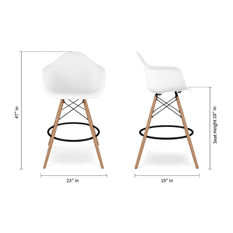  Tabouret de comptoir avec accoudoirs, vert, paquet de 4, Blanc