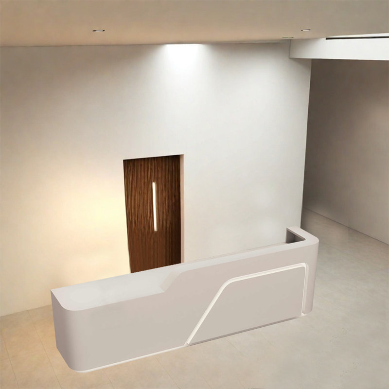 110.23-Inch Beige Multi-Functional Front Desk, Computer Desk, Writing Desk with Locking Drawer, No Assembly Required