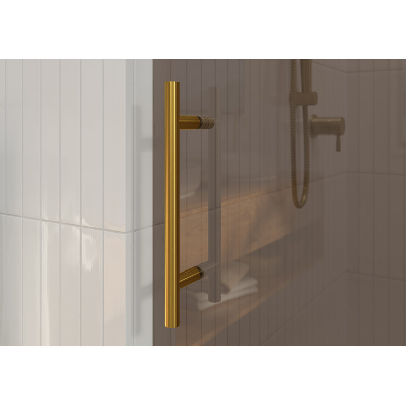 Equinox 56 - 60 in. x 78 in. Fully Frameless Tinted Sliding Shower Door, Satin Brass