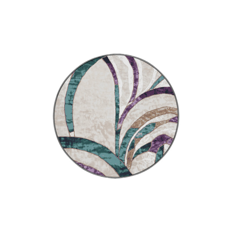 Tapis gris soyeux et moelleux, Rond 3 pi