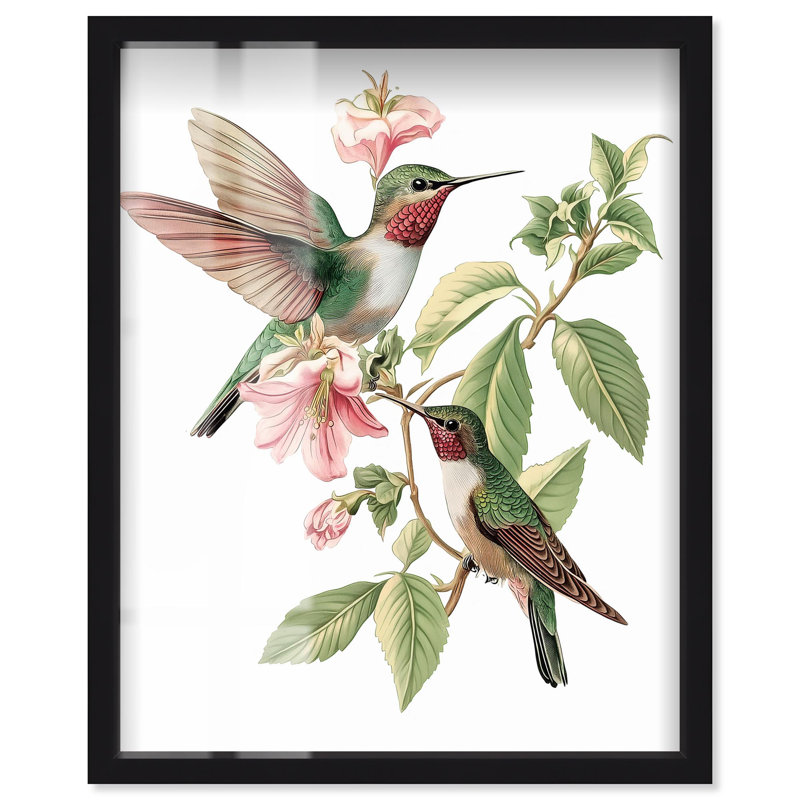 «Berylline pair shadowbox print», art floral par Art Remedy, Noir, H 21 po x l 17 po
