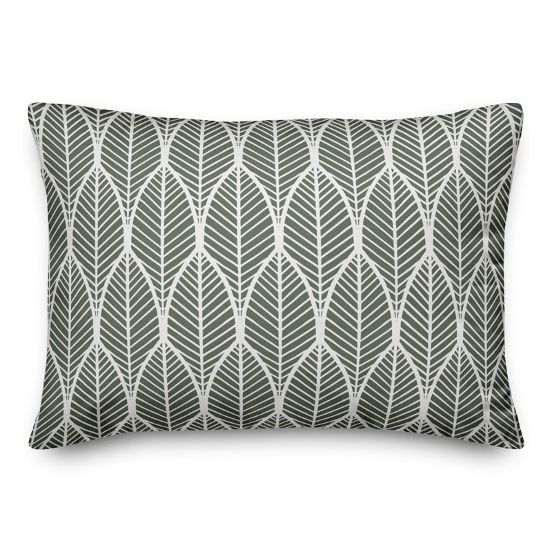 Geometric Outdoor Reversible Throw Pillow, Sage, 14"H x 20"W