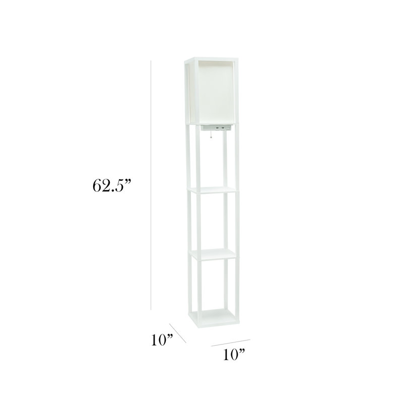 Luane 62.5'' Column Floor Lamp with USB and Outlet, No, White