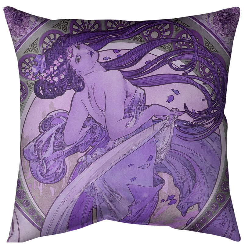 Insert de coussin décoratif alphonse mucha the danse, 20 po x 20 po, Bourre en polyester, Mauve