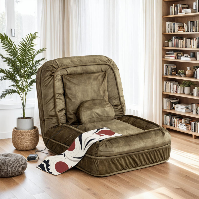 Canapé de luxe en velours avec coussin de massage, dossier réglable à 5 positions pour adultes et animaux de compagnie, Vert