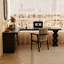 Bureau en bois massif noir en forme de L avec 3 tiroirs-122667456