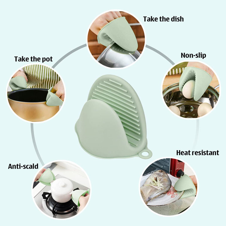 Silicone Kitchen Set, High Heat Resistant Pot Holders Oven Mitts, Non-Slip  Anti Scalding Cotton Glove