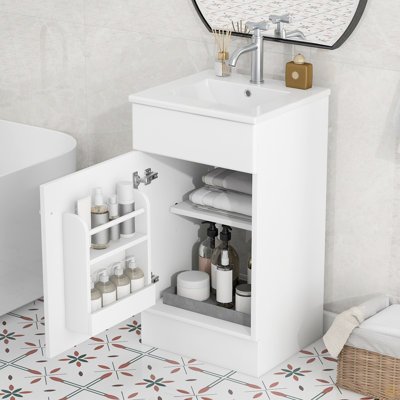 Meuble-lavabo 18 po avec lavabo, meuble-lavabo avec tablette de porte et tablette réglable