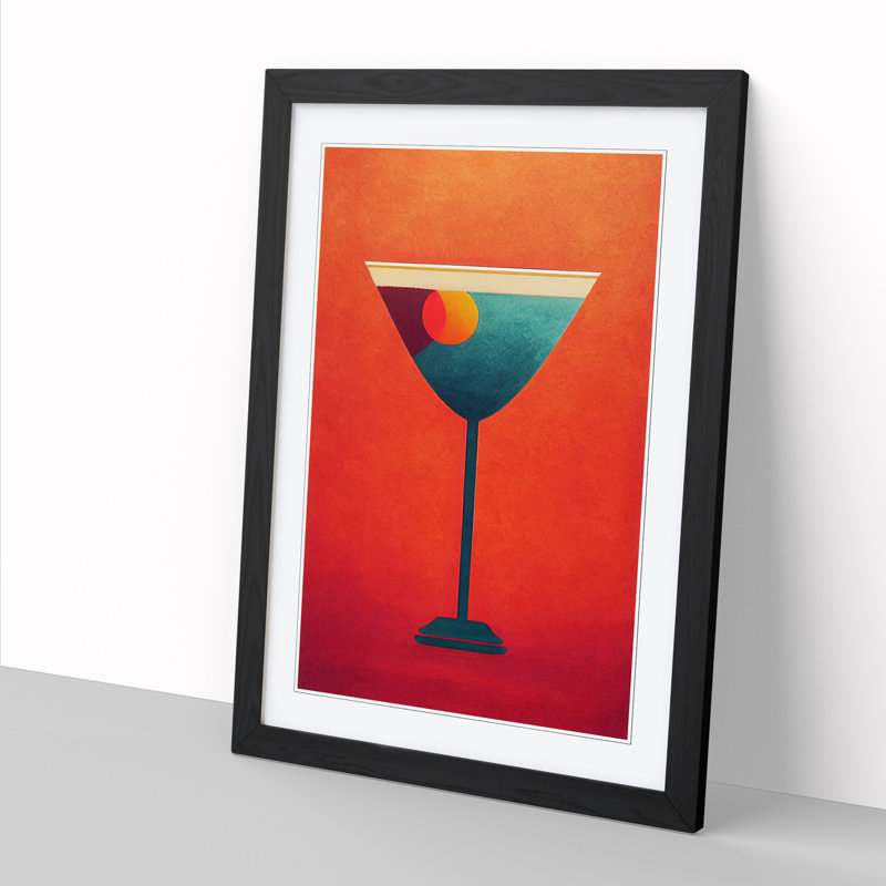 Simple Cocktail - Single Picture Frame Print, Black, 64cm H x 46cm W x 2cm D