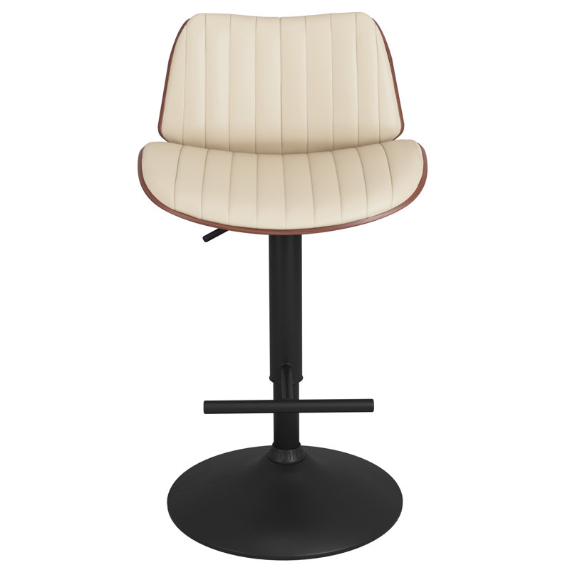 Goulding Adjustable Swivel Upholstered Mid-Century Modern Bar Stool with Hydraulic Lift and Footrest