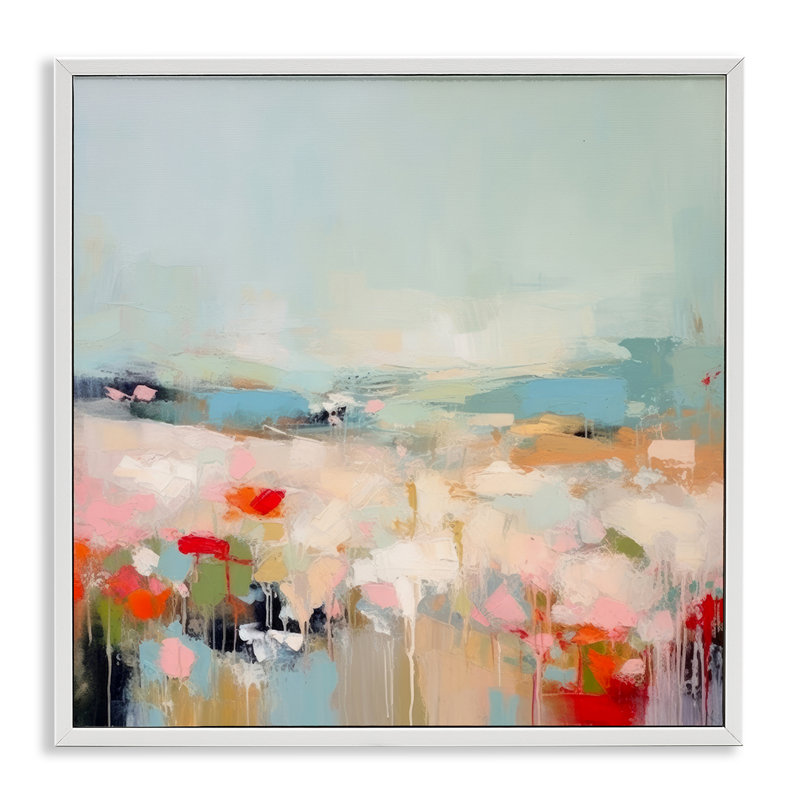 «Pastel Paint Drip Scene», art de la giclée encadrée par Irena Orlov, Giclée encadrée blanc bord de mer, H 12 po x l 12 po