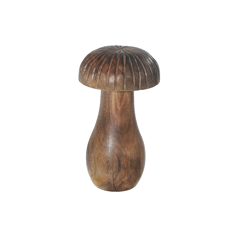 Petit champignon manguier en bois, Brun, H 7,25 po x l 4,5 po x P 4,5 po