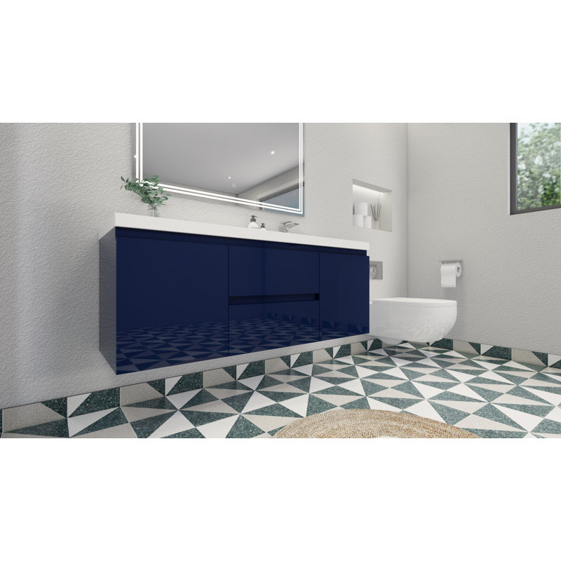 Ensemble de meuble-lavabo simple 60 po, Bleu nuit