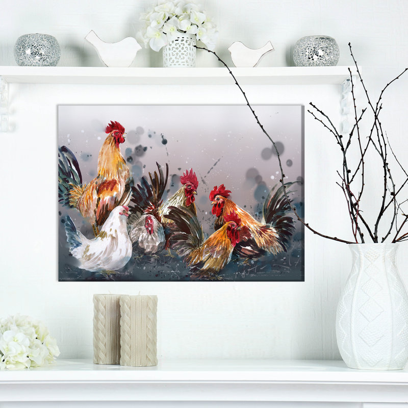 «Farmhouse Group of Rooster», impression, H 20 po x l 20 po x P 1 po, Toile tendue