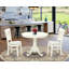 L'ensemble 3 pièces de table et chaises de cuisine comprend une table de salle à manger ronde avec piédestal et 2 chaises de salle à manger en tissu de lin, blanc lin-782829893-782829894