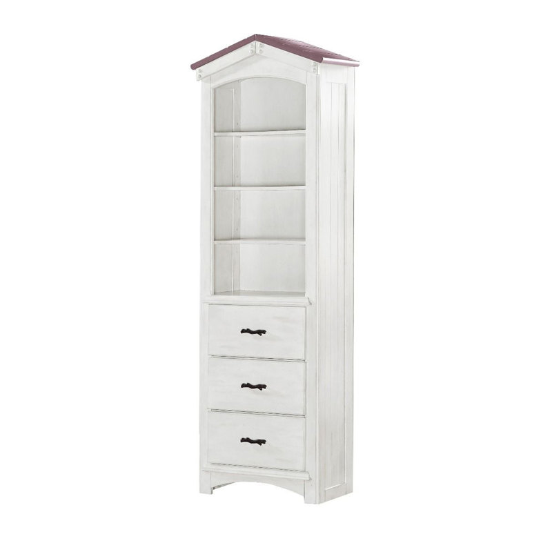 Demonte 3-Drawers Bookcase in Pink and White