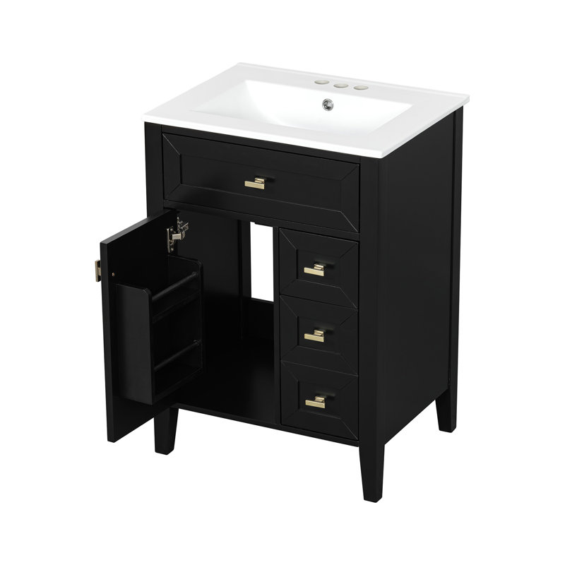 Meuble-lavabo moderne 24 "avec lavabo, Noir