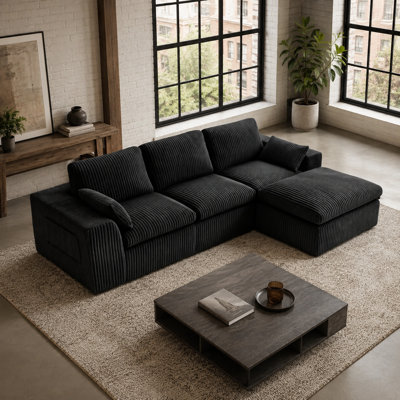 Canapé modulaire en forme de nuage 120 po avec repose-pieds noir