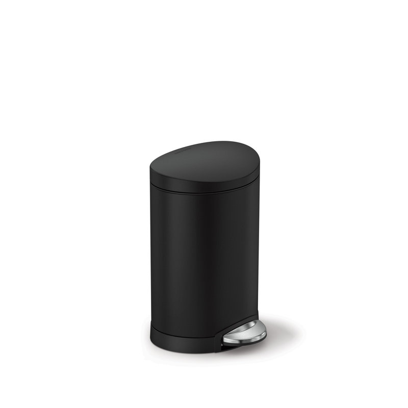 Simplehuman 6L Semi-Round Bathroom Pedal Bin, Matte Black