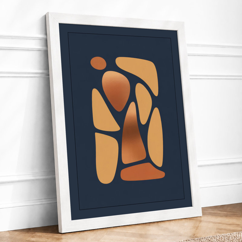 Warm Forms On Blue Modern - Print, A1 - 84.1 x 59.4 cm, White