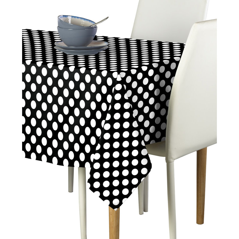 Mccloud Dot Milliken Tablecloth, 120" L x 60" W, Black