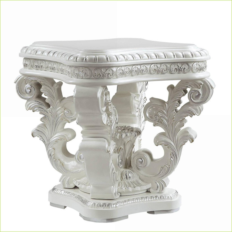 Table basse carrée antique blanche pour piédestal floral décoratif intérieur / extérieur Garniture argentée