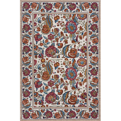  Tapis délavé à motif floral et cachemire Delara