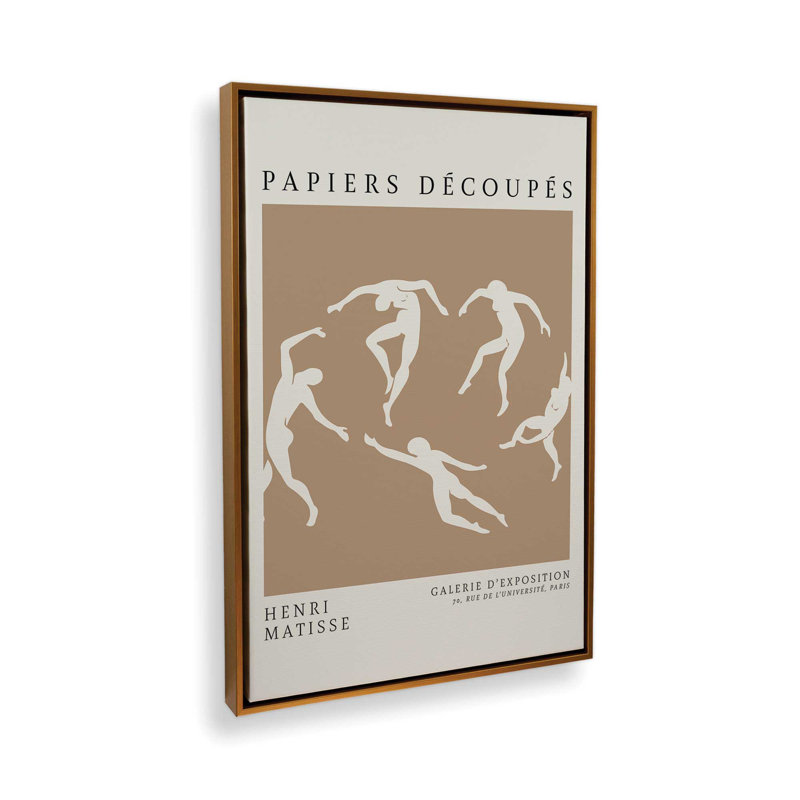 La danse en brun clair de Matisse, H 18,75 po x l 12,75 po x P 1,75 po, Cadre flottant or poli