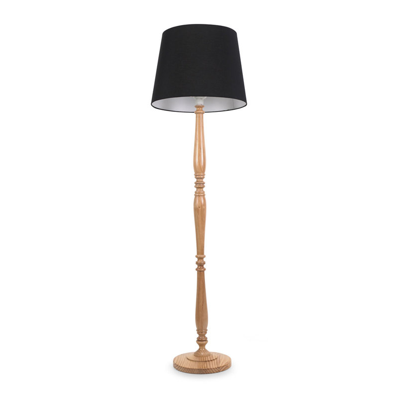 Arialdo 156cm Traditional Floor Lamp, Black, Light Wood