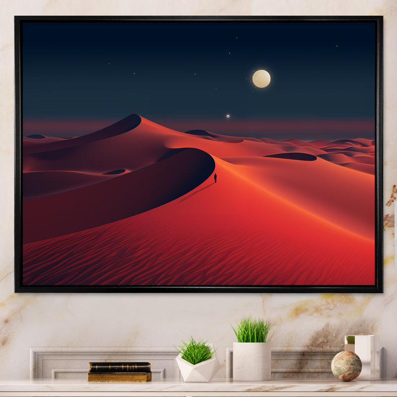 Red Desert Twilight Photo IV - Art mural désert, Cadre flottant noir, H 16 po x l 32 po x P 1 po