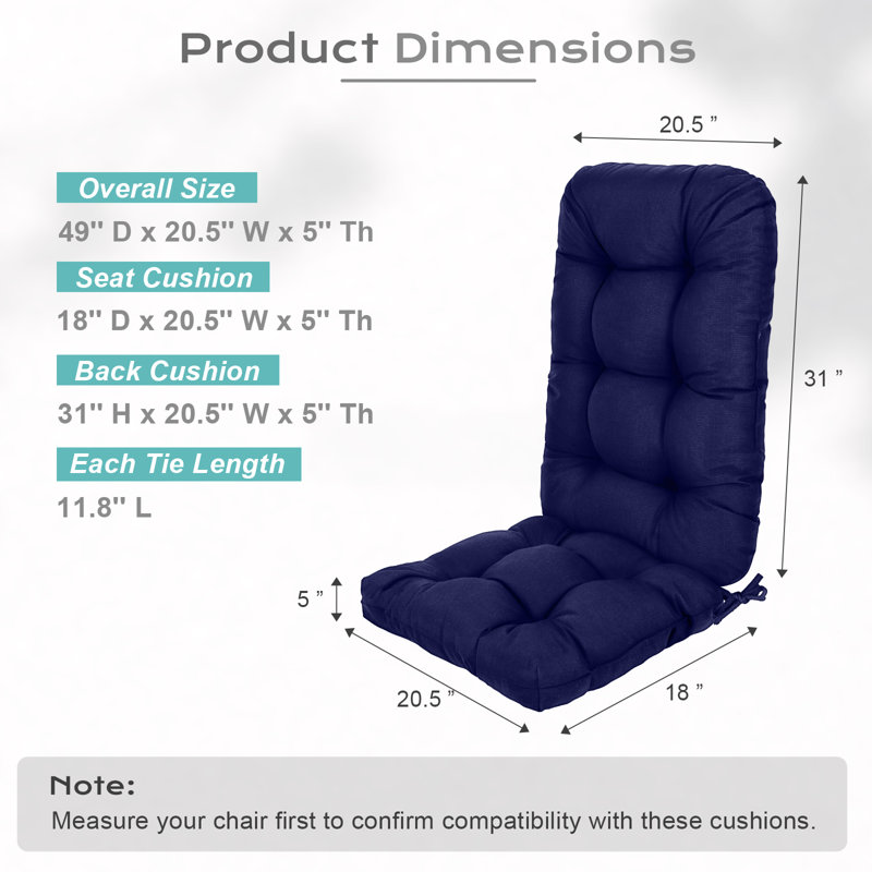  Tufted Adirondack Chair Cushion, Dark Blue