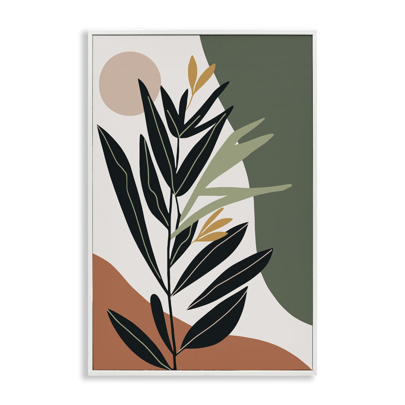  Art giclée de feuillage tropical terreux par LSR Design Studio, Giclée encadrée blanc bord de mer, H 18 po x l 12 po